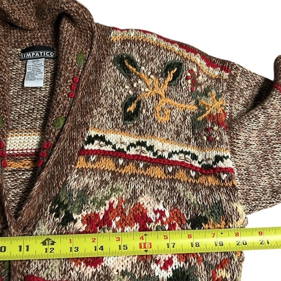 RARE Simpatico vtg 1990 knitted cardigan
Sweater oversize,embroidered rosette,3D - Picture 9 of 16